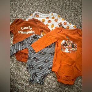 Orange Pumpkin-Themed Kids One Piece Set